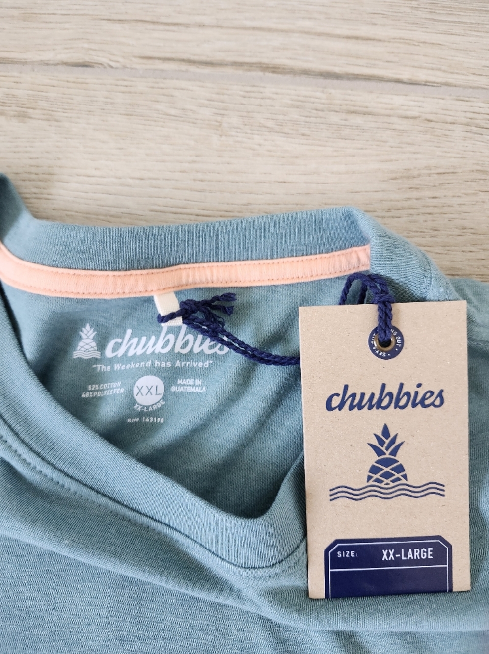 Chubbies The Weekend Has Arrived Green Tee with Peach Sunset Logo Men's XXL - Picture 5 of 7
